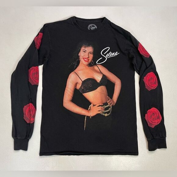 Selena Graphic T-shirt Women Small Black Long Sleeve Music - Picture 1 of 5